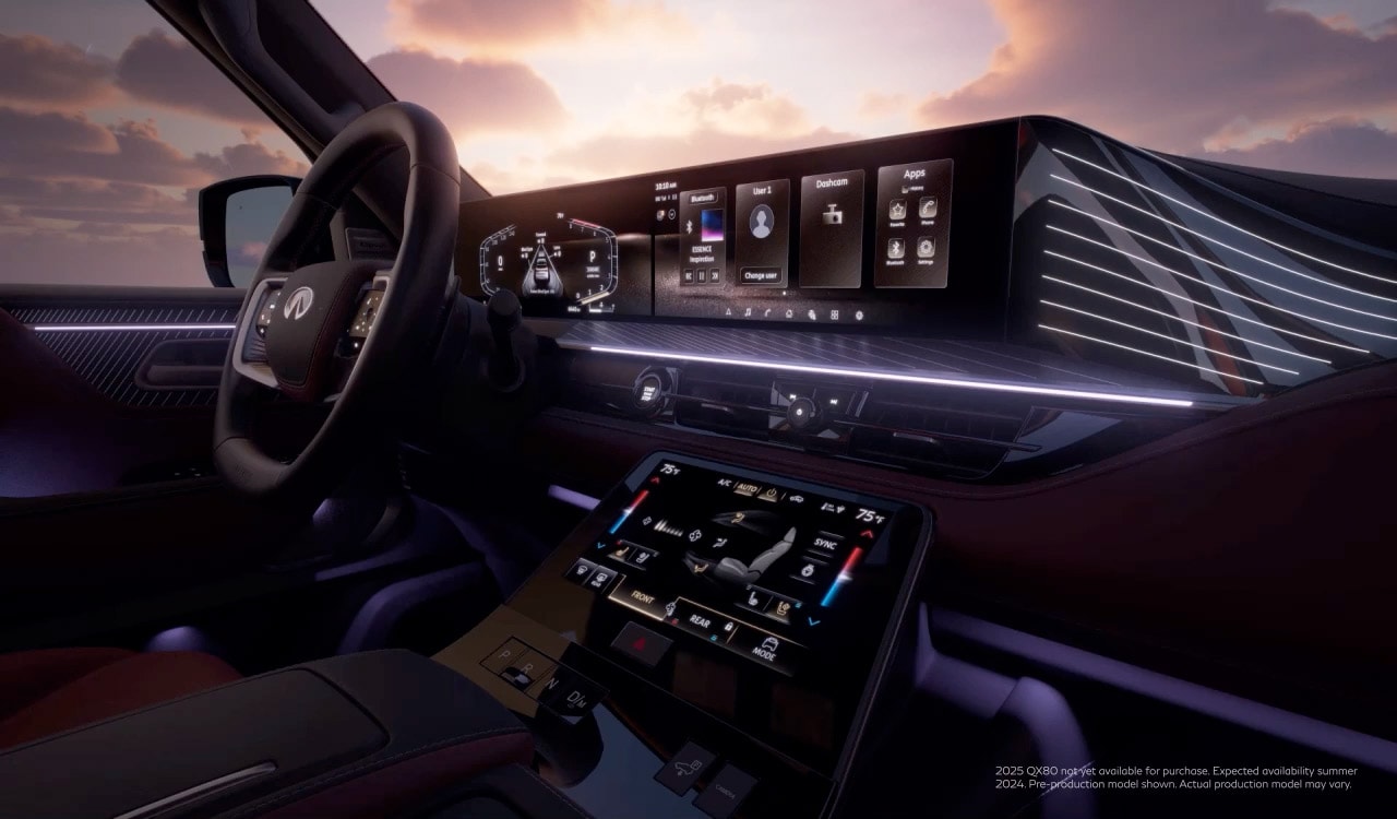 2025 INFINITI QX80 Luxury SUV interior design featuring ambient lighting feature