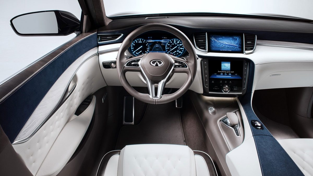 INFINITI QX50 Concept interior, highlighting spacious front cabin