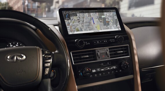 Infotainment screen showing navigation features