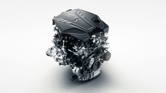 Infiniti V6 Engine On A White Backdrop