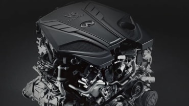 Infiniti V6 Engine On A Black Backdrop