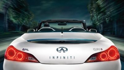 2015 INFINITI Q60 IPL Convertible Exterior | Rear Profile Featuring LED Tail Lights