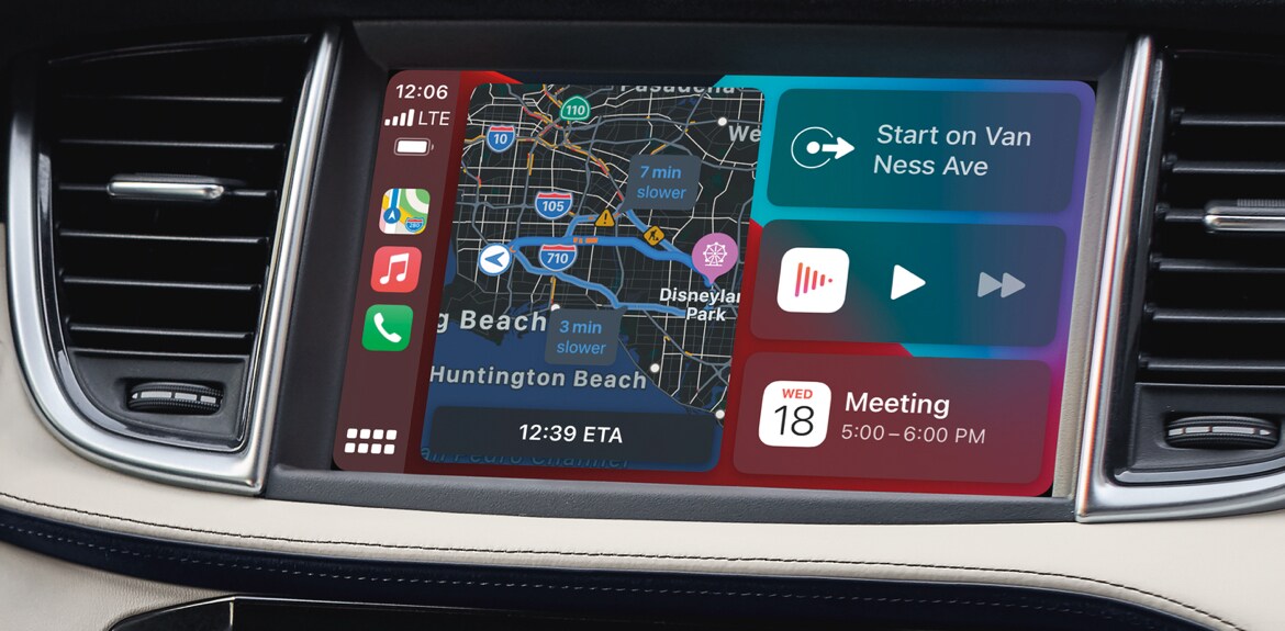 Close up view of 2023 INFINITI QX50 InTouch entertainment screen highlighting Apple CarPlay