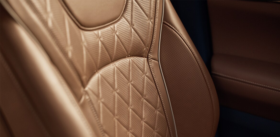 Interior view of 2022 INFINITI QX60's leather seats