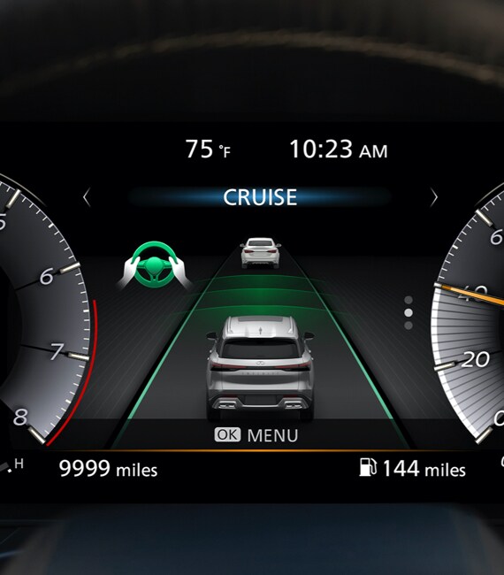 2023 INFINITI QX60 ProPilot Assist safety technology shown on driver display screen