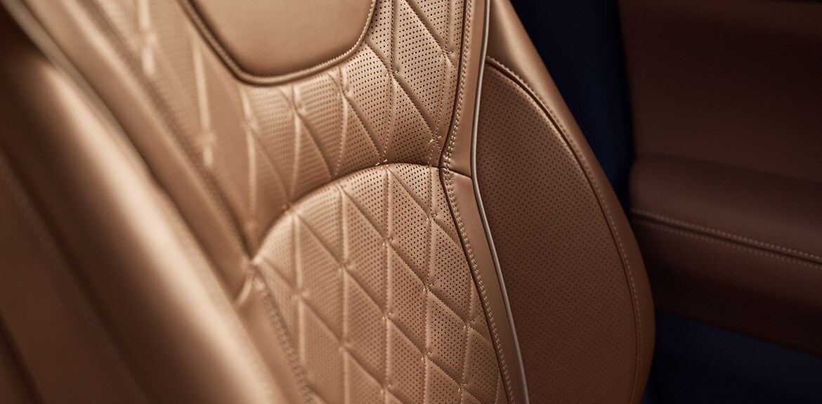 Interior view of the 2023 INFINITI QX60's leather seats
