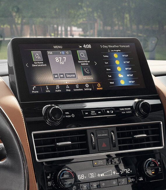 Close up of 2023 INFINITI QX80 InTouch infotainment display