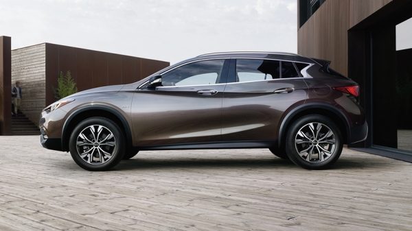 Side profile of a certified used INFINITI QX30 Crossover SUV