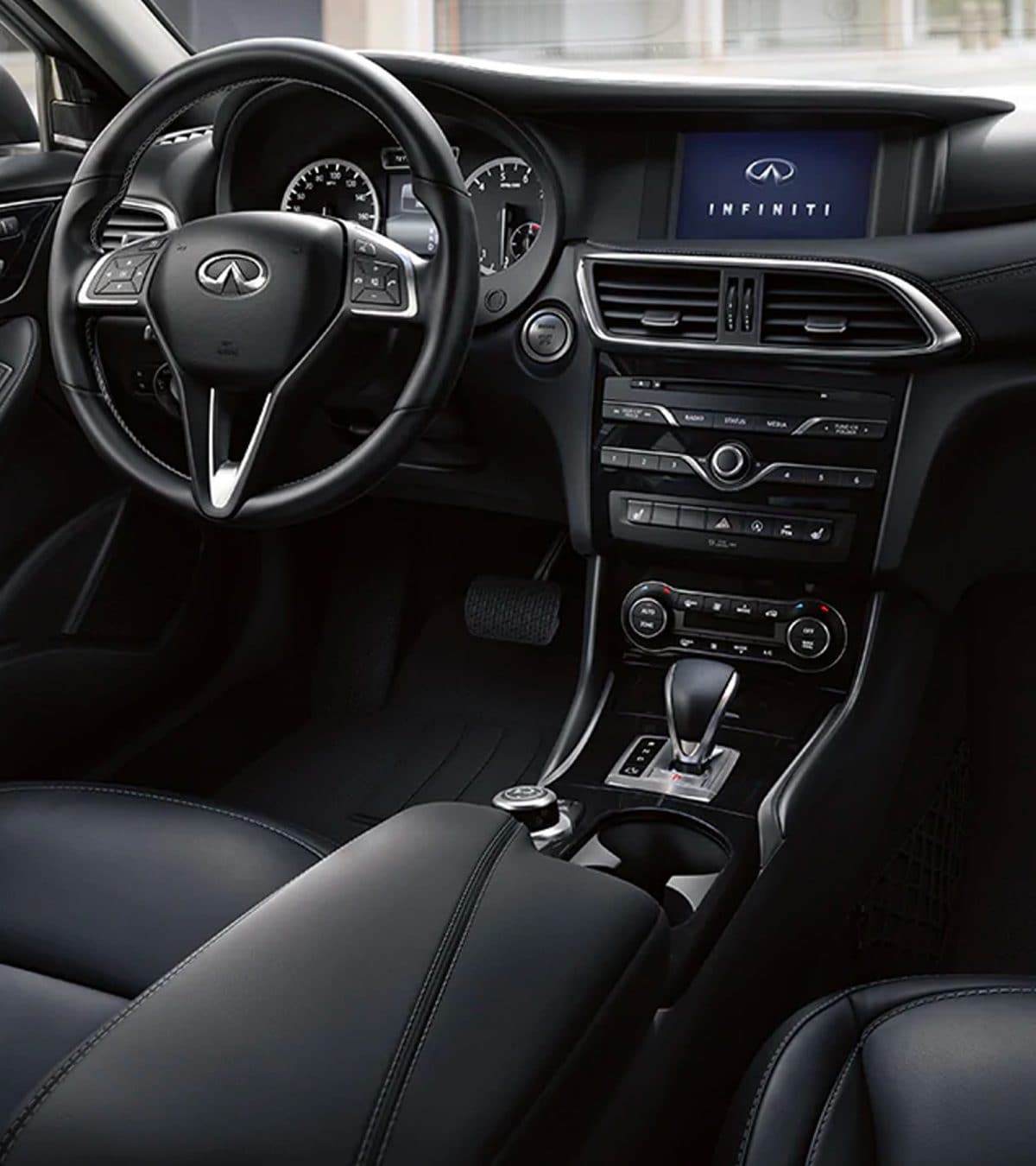 View Of 2019 INFINITI QX30 Interior Highlighting Driver Console Equipped With INFINITI InTouch Technology