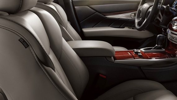 Interior View Of Luxurious Leather Interior In The 2019 INFINITI Q70 Sedan