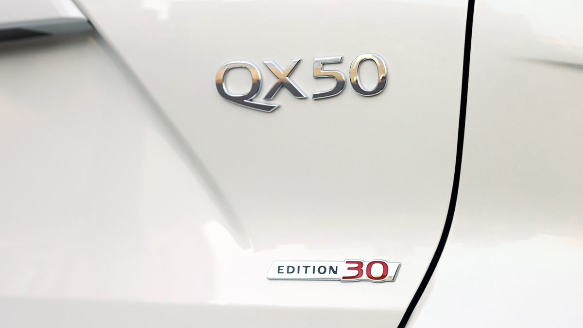 Rear Closeup Of The 2020 INFINITI QX50 EDITION 30 Exterior Badge