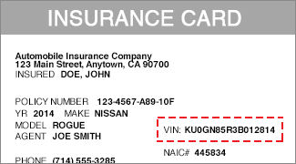 VIN Proof-Of-Insurance Card